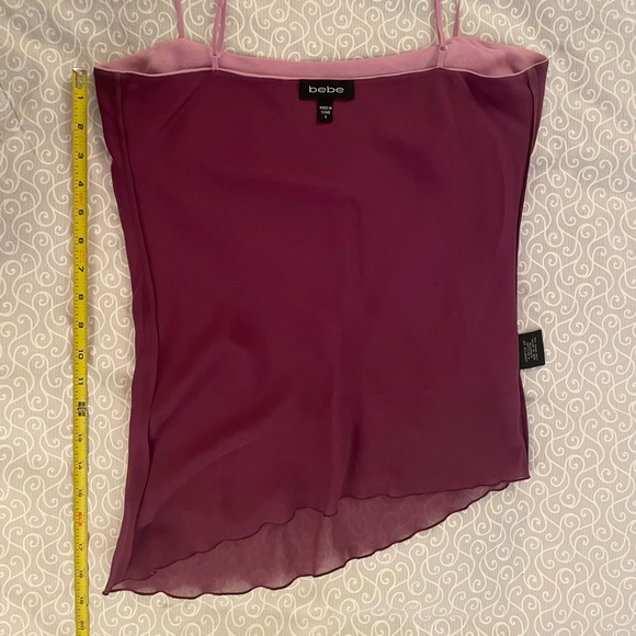 S bebe tiered ruffle chiffon spaghetti purple top - Picture 13 of 14